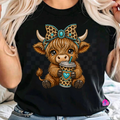 Cute Highland Cow with Bow