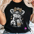 Highland Cow With Iced Coffee T-Shirt