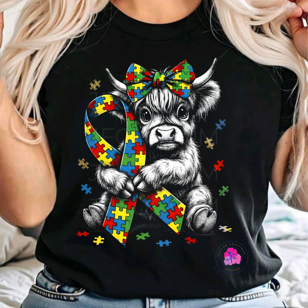 Autism Highland Cow T-Shirt